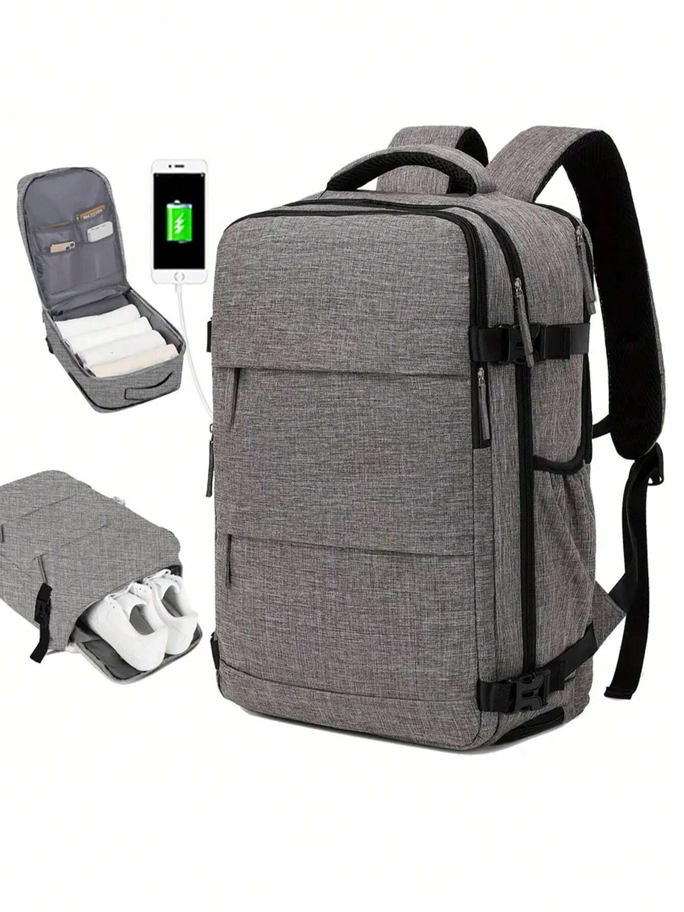 Gray Top Handle Zipper Closure Multifunctional Travel Bag with Multiple Compartments, Large Capacity & Simple Fashion Design Cabin Bag Summer College Bag for Books Winter Christmas Gifts Zipper Bag Laptop Valentine Day School Bag Camping Gym Bag Sports Bag Stickers Back to School Beach Valentine Gifts Laptop Case the Sporty Life Bag Pack Hiking Bag Weekend Bag Backpacks Travel Must Haves Large Bag Spring Springbreak Step into Spring Beach Bag