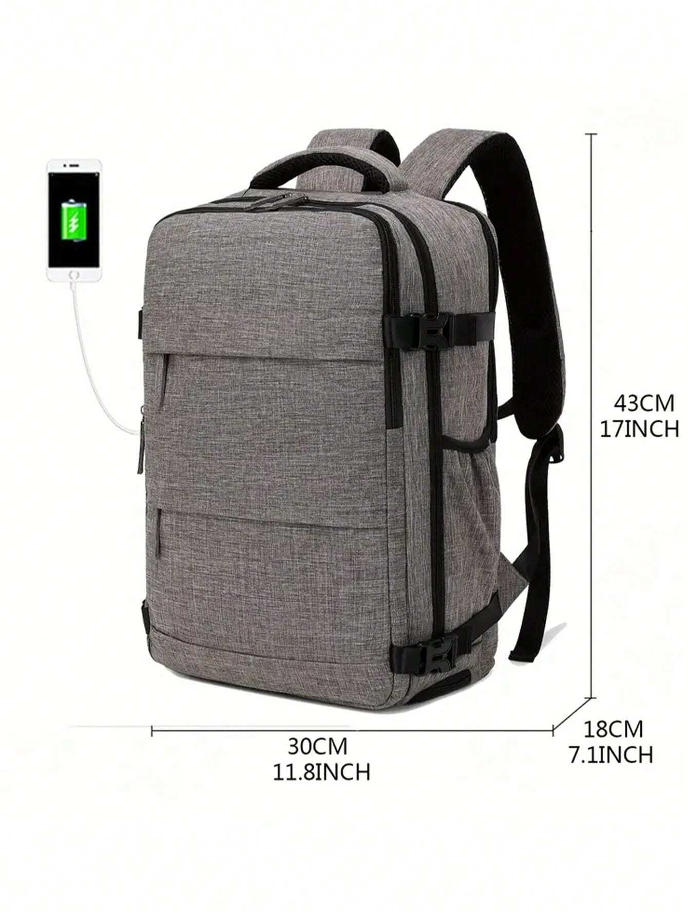 Gray Top Handle Zipper Closure Multifunctional Travel Bag with Multiple Compartments, Large Capacity & Simple Fashion Design Cabin Bag Summer College Bag for Books Winter Christmas Gifts Zipper Bag Laptop Valentine Day School Bag Camping Gym Bag Sports Bag Stickers Back to School Beach Valentine Gifts Laptop Case the Sporty Life Bag Pack Hiking Bag Weekend Bag Backpacks Travel Must Haves Large Bag Spring Springbreak Step into Spring Beach Bag