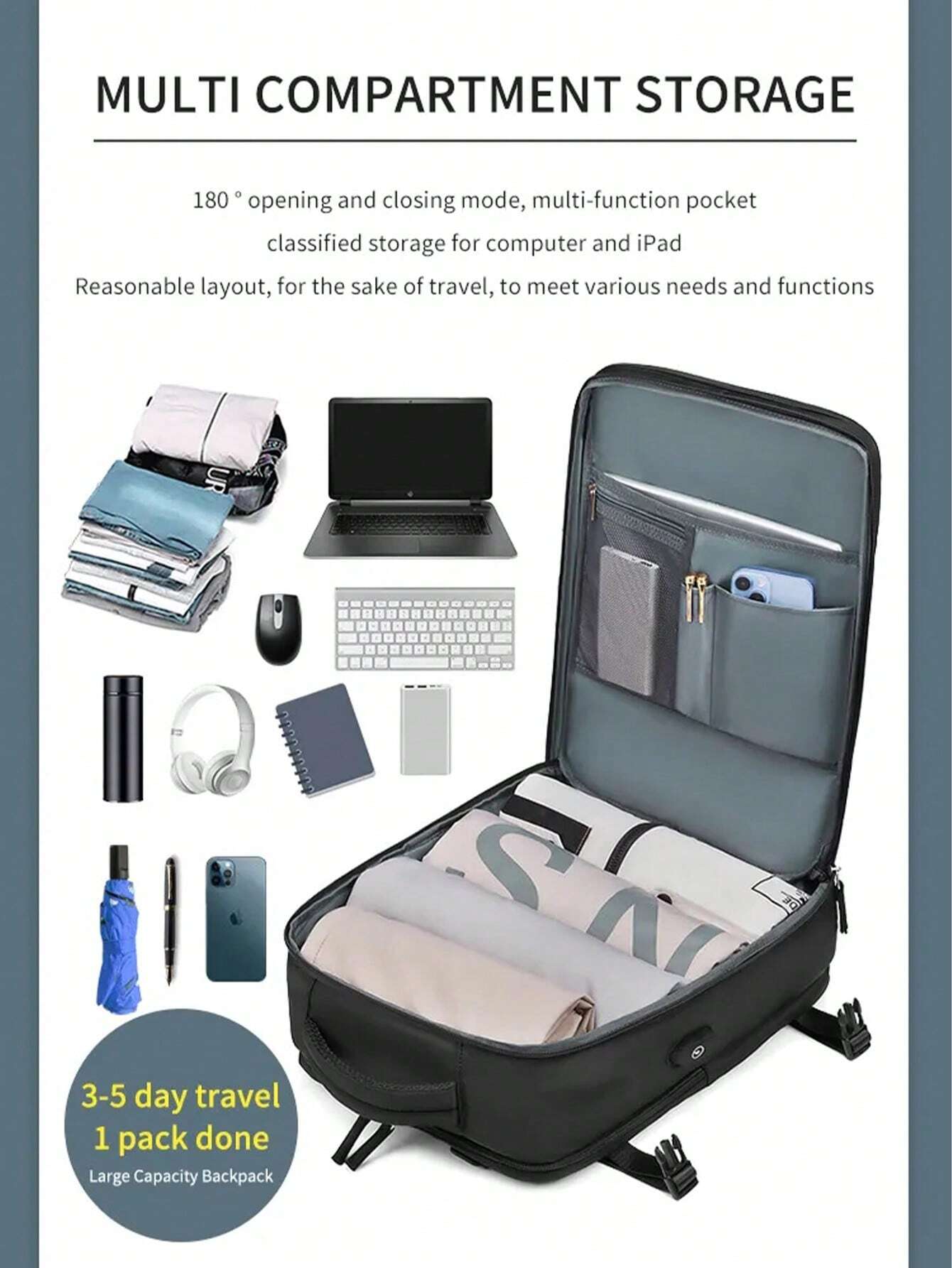 Gray Top Handle Zipper Closure Multifunctional Travel Bag with Multiple Compartments, Large Capacity & Simple Fashion Design Cabin Bag Summer College Bag for Books Winter Christmas Gifts Zipper Bag Laptop Valentine Day School Bag Camping Gym Bag Sports Bag Stickers Back to School Beach Valentine Gifts Laptop Case the Sporty Life Bag Pack Hiking Bag Weekend Bag Backpacks Travel Must Haves Large Bag Spring Springbreak Step into Spring Beach Bag