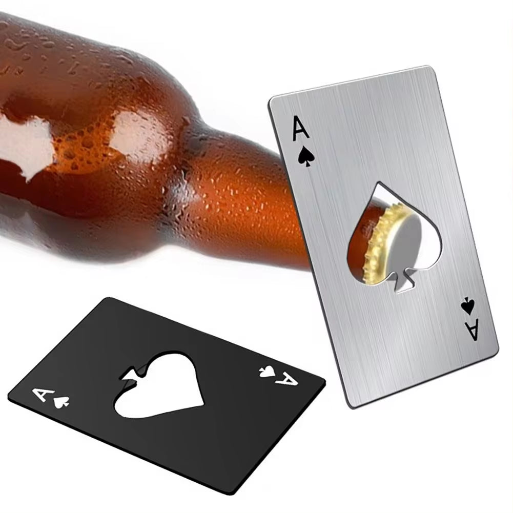 8.5*5.4Cm Stainless Steel Bottle Opener Open Bottle Portable Poker Card Shape Ace of Spades Bottle Opener for Home Kitchen Bar