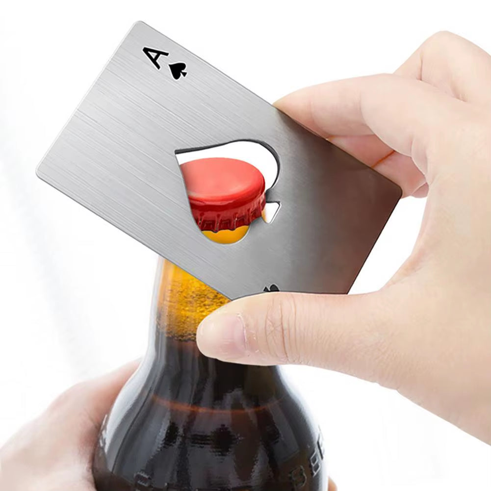 8.5*5.4Cm Stainless Steel Bottle Opener Open Bottle Portable Poker Card Shape Ace of Spades Bottle Opener for Home Kitchen Bar