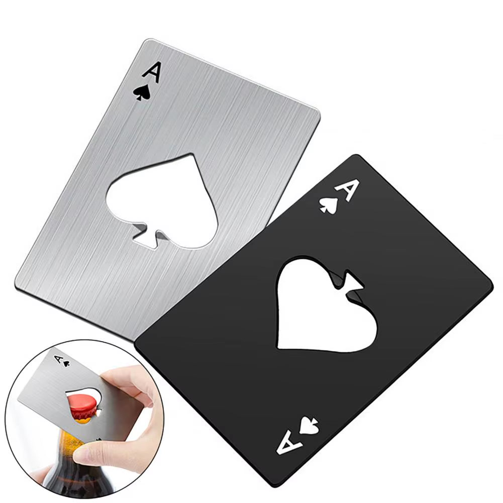 8.5*5.4Cm Stainless Steel Bottle Opener Open Bottle Portable Poker Card Shape Ace of Spades Bottle Opener for Home Kitchen Bar