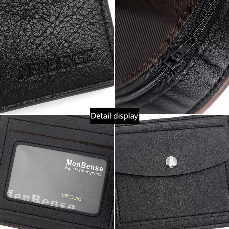 Slim Men Wallets New Short Zipper Card Holder Photo Holder Male Purse Simple Coin Pocket High Quality PU Leather Men'S Wallet